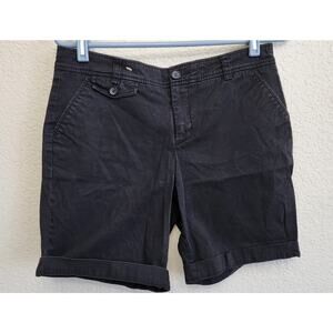 Dockers Black Mid Rise Curvy Flat Front Shorts 8P Lightweight Stretch Soft